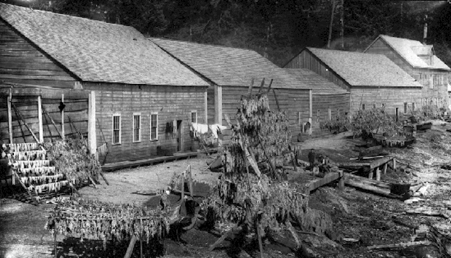 First Nation Houses and Herring Racks